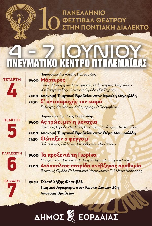 Δήμος Εορδαίας: 1ο Πανελλήνιο Φεστιβάλ Θεάτρου στην Ποντιακή Διάλεκτο – Τα μέλη της κριτικής επιτροπής