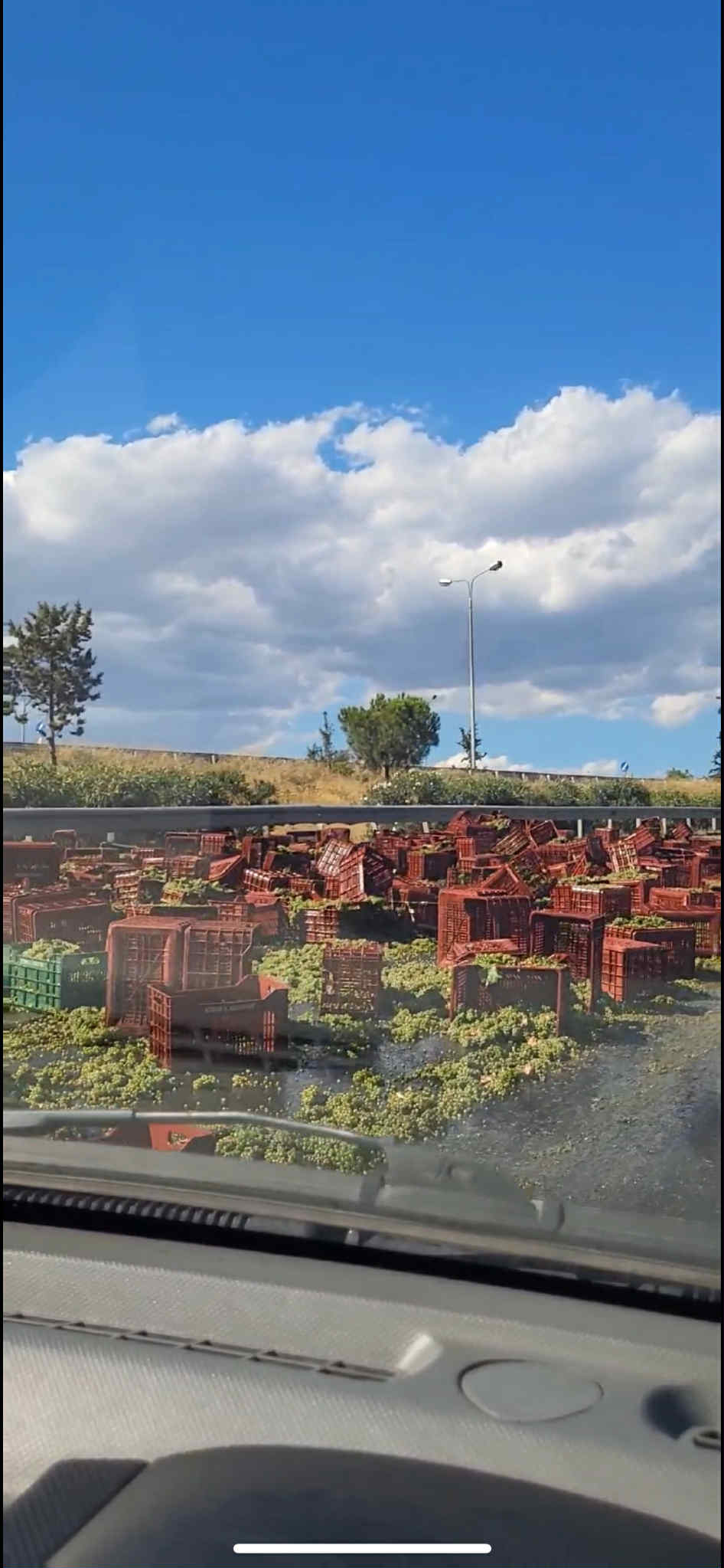 Γέμισε σταφύλια ο κόμβος Κ12 στην περιφερειακή οδό Θεσσαλονίκης