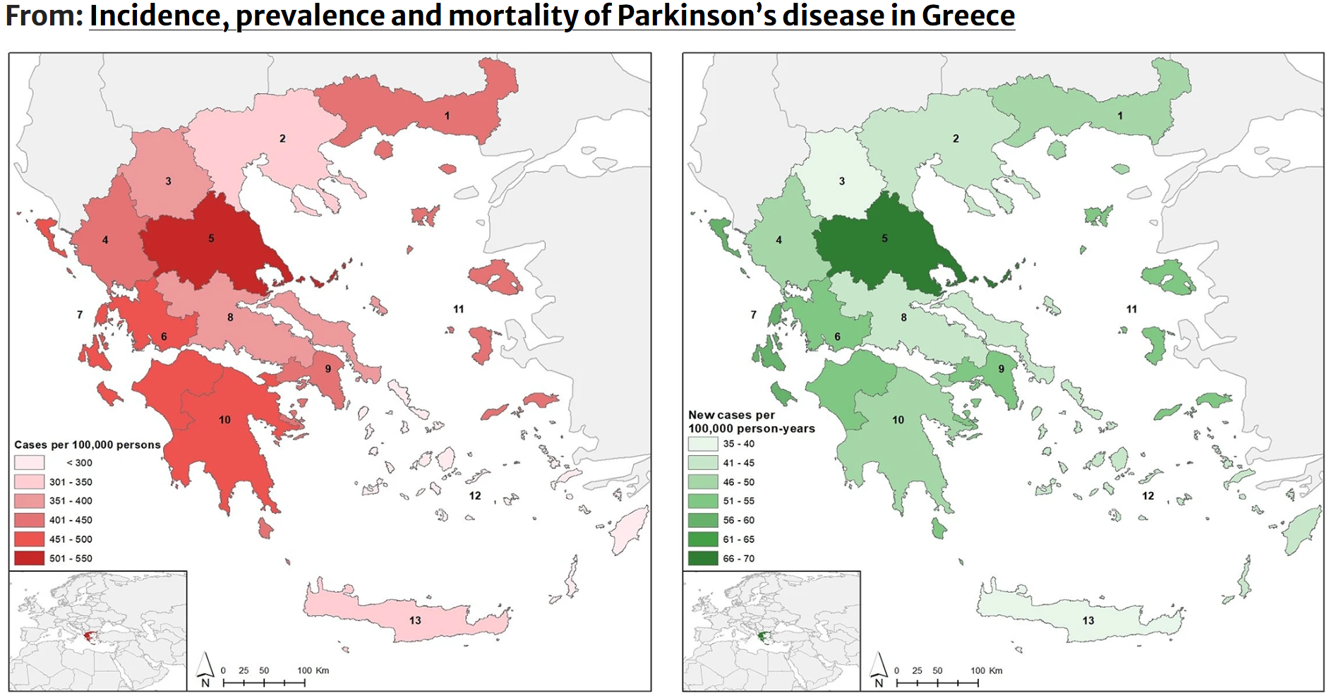 Στο “κόκκινο” η Θεσσαλία από νέα κρούσματα Πάρκινσον