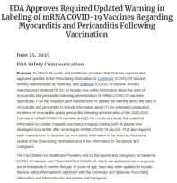 Εντολή του Αμερικανικού Οργανισμού Φαρμάκων αναγραφής προειδοποίησης για καρδιακές παθήσεις στα εμβόλια κατά της Covid