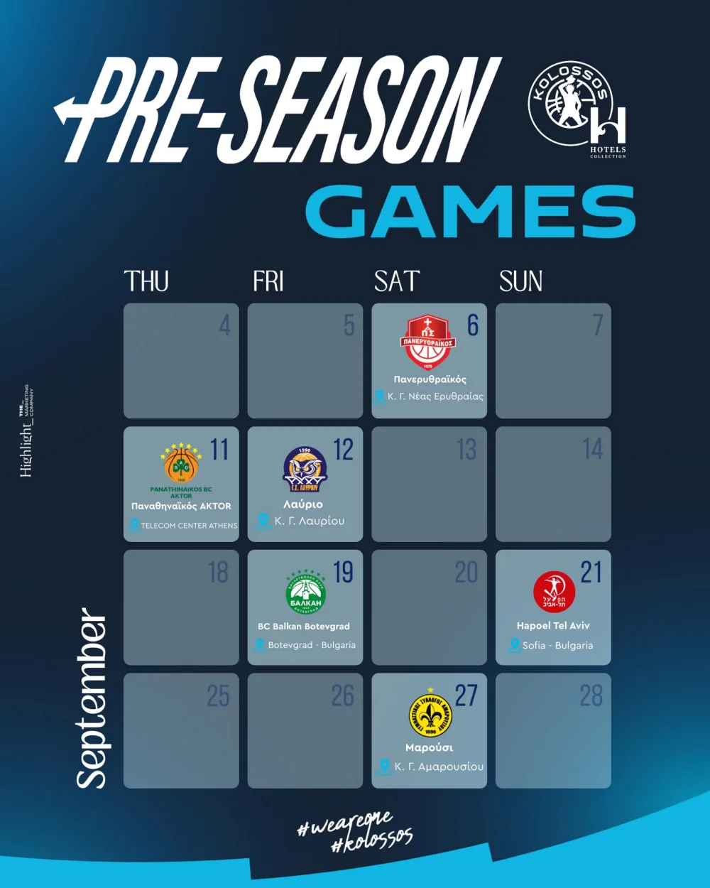 Ο Κολοσσός Ρόδου ανακοίνωσε το πρόγραμμα φιλικών προετοιμασίας