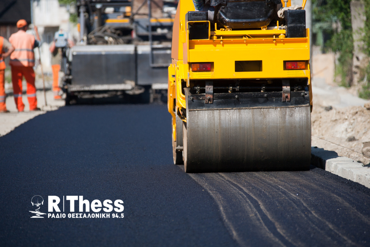 Εργασίες ασφαλτόστρωσης στην Παλιά Εθνική Οδό Θεσσαλονίκης- Κιλκίς 