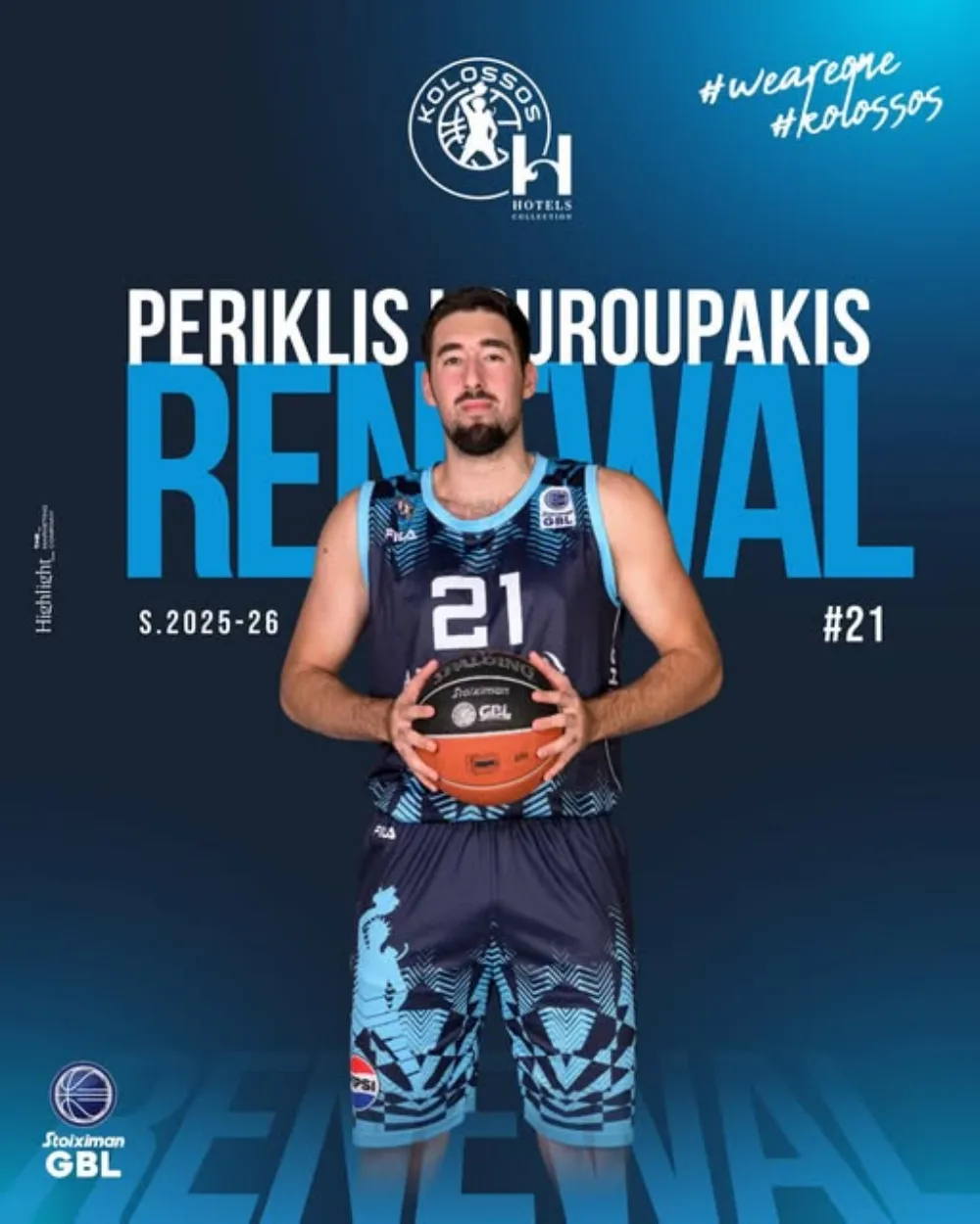 O Κολοσσός Ρόδου ανανέωσε με Περικλή Κουρουπάκη