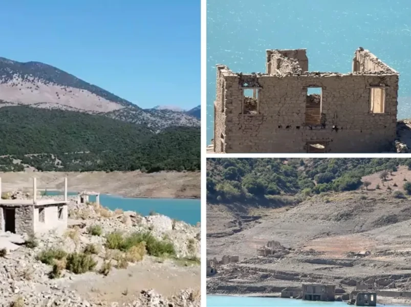 Φωκίδα: Αναδύεται ξανά το βυθισμένο χωριό Κάλλιο στη λίμνη Μόρνου